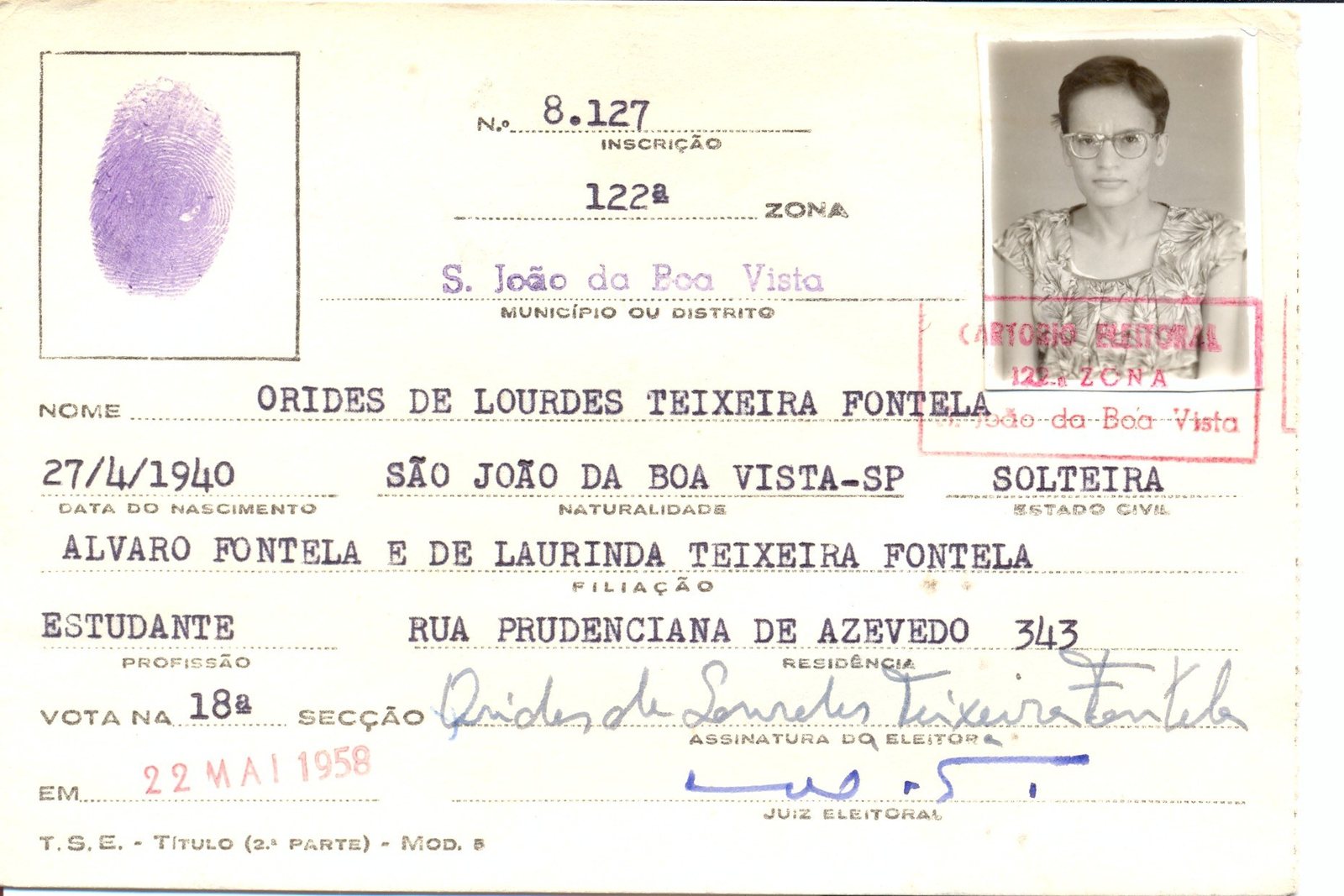 Título eleitoral de Orides Fontela
