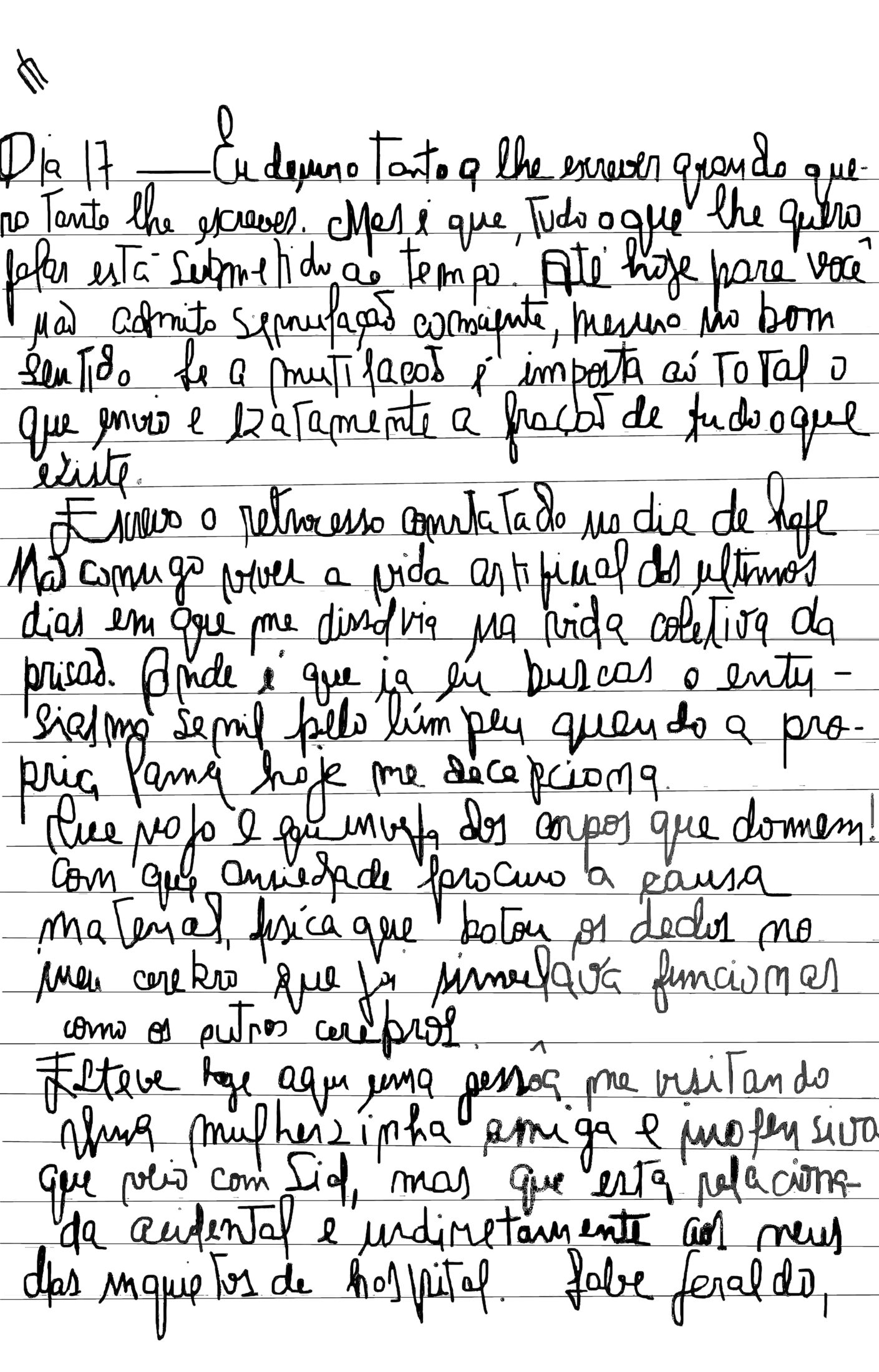 Carta manuscrita de Pagu escrita na prisão